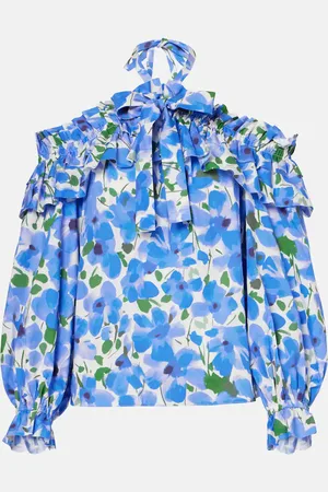 Carolina Herrera Floral off-shoulder cotton-blend top