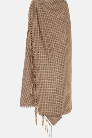 Balenciaga Houndstooth wool-blend wrap skirt
