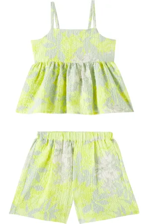 Il gufo Printed cotton top and shorts set