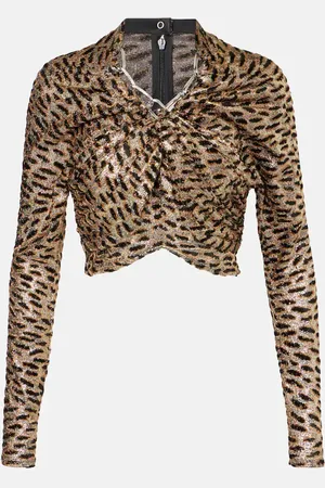 Paco rabanne Tiger-print metallic top