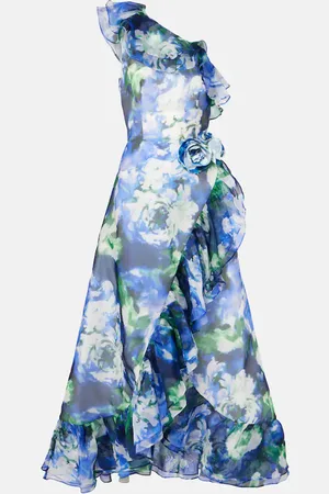 Costarellos Carmea floral silk organza maxi dress