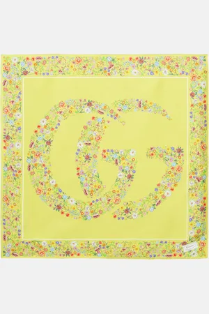 Gucci Double G floral silk twill scarf