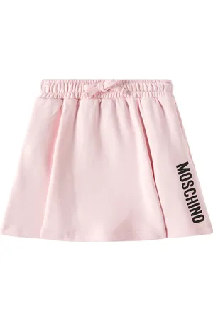 Moschino Logo bow-detail pleated cotton skirt