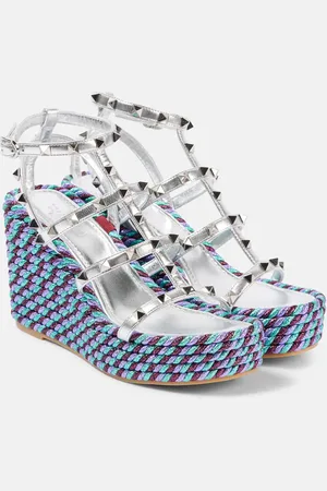 VALENTINO GARAVANI Rockstud leather espadrille wedges