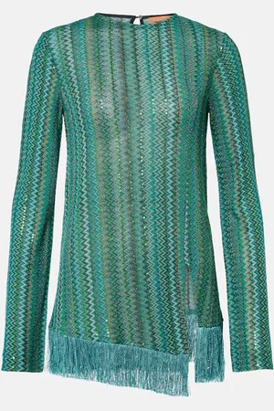 Missoni Zigzag fringed lamÃ© top