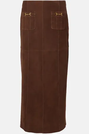 RIXO London Edwina suede skirt