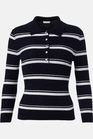 Vince Striped cashmere and silk polo sweater