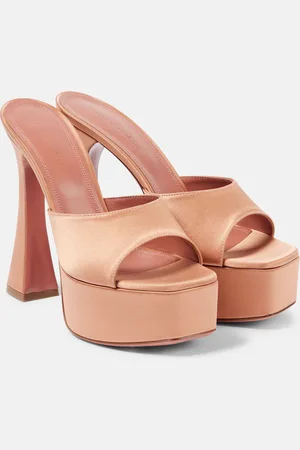 Amina Muaddi Dalida 140 satin platform mules