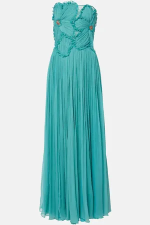 Costarellos Adamaris embellished silk-blend chiffon gown