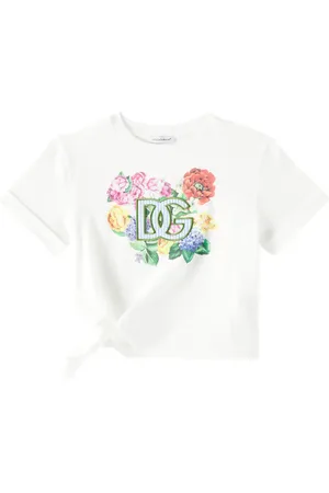 Dolce & Gabbana DG floral gathered cotton T-shirt