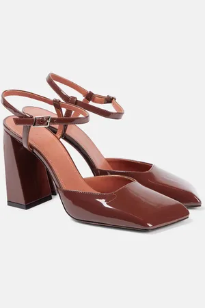 Amina Muaddi Charlotte 95 patent leather pumps