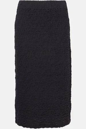 Vince Smocked cotton-blend midi skirt