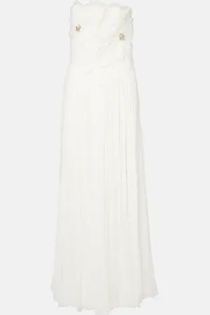 Costarellos Adamaris embellished floral strapless gown