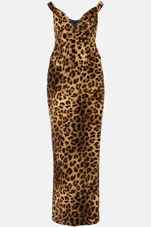 Ilkyaz Ozel Shakti leopard-print cotton corset dress
