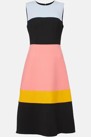 Carolina Herrera Colorblocked wool-blend midi dress