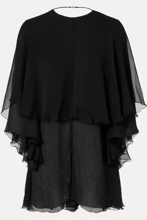 Saint Laurent Open-back silk crÃªpe muslin romper