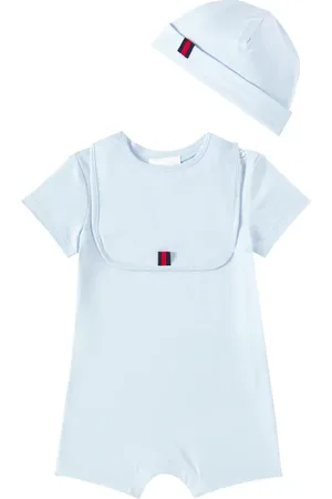 Gucci Baby cotton playsuit, bib, and hat set