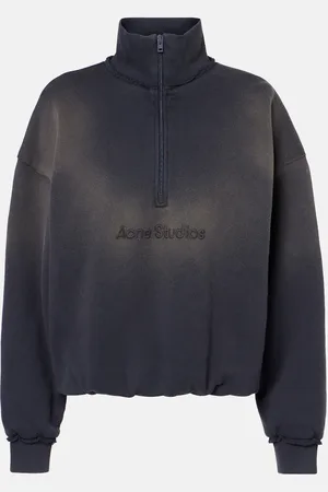 Acne Studios Logo cotton jersey half-zip sweatshirt