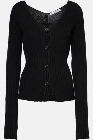 Acne Studios Ribbed-knit cotton crÃªpe cardigan