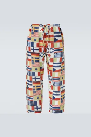 BODE International printed linen straight pants