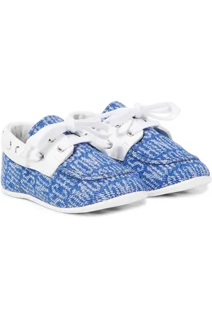 Moschino Baby logo leather-trimmed boat shoes