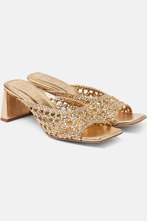Souliers Martinez Ernestina woven metallic leather mules