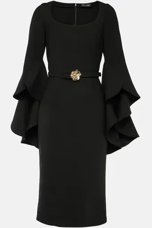 Oscar de la Renta Ruffled wool-blend midi dress