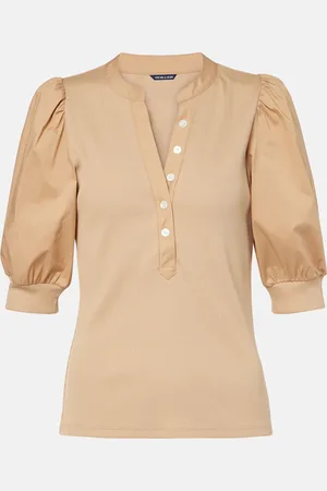 VERONICA BEARD Puff-sleeve cotton-blend top