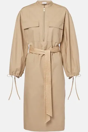 Moncler Belted cotton-blend poplin midi dress