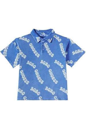 Bobo Choses Printed waffle-knit cotton polo shirt