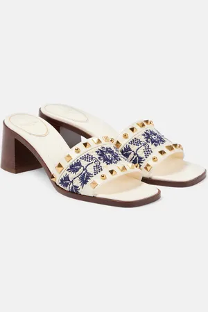 VALENTINO GARAVANI County 60 Rockstud embroidered mules