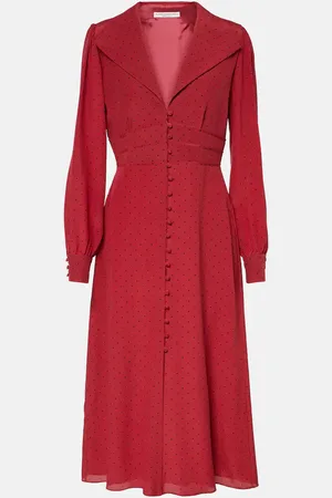 Alessandra Rich Polka-dot silk midi dress