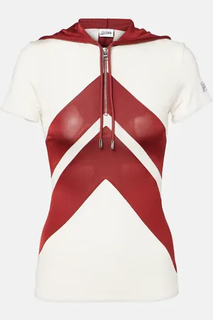 Jean Paul Gaultier Hooded chevron jersey top