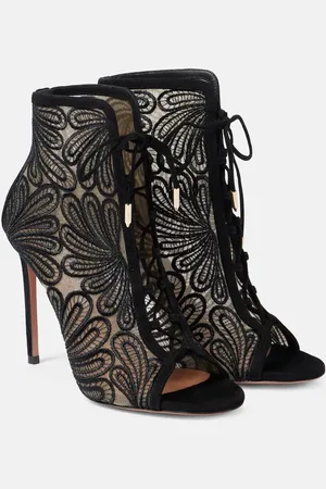 Aquazzura 105 suede and lace ankle boots