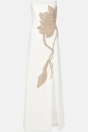 Costarellos Fara embellished crÃªpe bustier gown