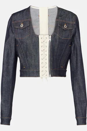 Jean Paul Gaultier Lace-up cropped denim jacket