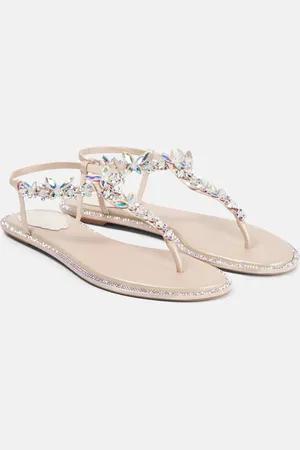 RENE CAOVILLA Embellished satin sandals