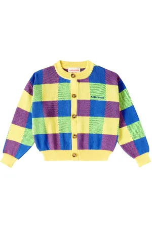 Bobo Choses Vichy cotton jacquard cardigan