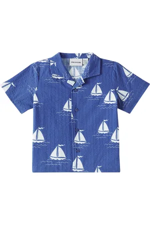 Mini Rodini Sailing Boats cotton bowling shirt
