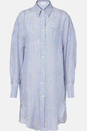 Brunello Cucinelli Monili striped linen and silk organza shirt