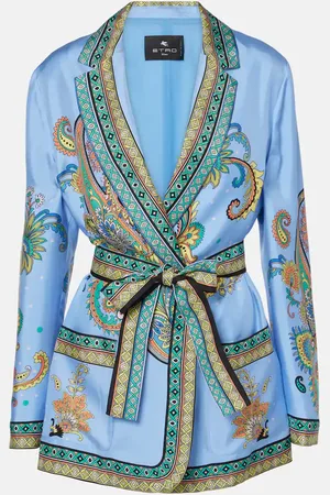 Etro Paisley silk twill wrap blazer