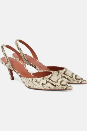 Amina Muaddi Sofia snake-effect leather slingback pumps