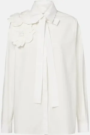 Elie saab Floral-appliquÃ© cotton poplin shirt