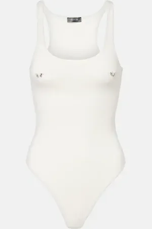 MUGLER Embellished cotton bodysuit