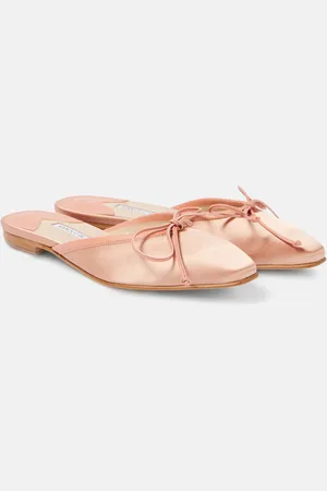 Manolo Blahnik Ballerimu leather-trimmed satin mules