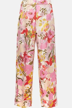 Max Mara Leda floral silk wide-leg pants