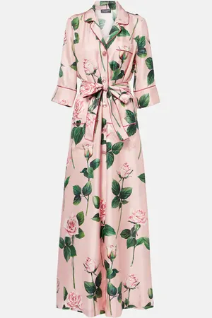 Dolce & Gabbana Floral belted silk satin maxi dress