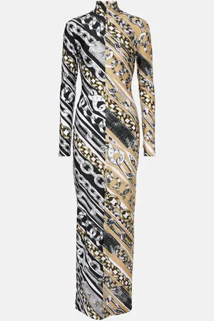 AREA Colorblocked printed maxi dress