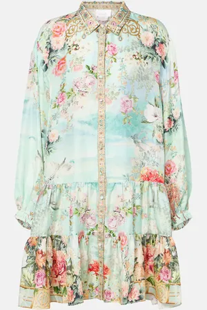 Camilla Floral silk twill shirt dress