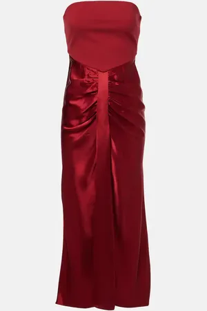 Staud Wayfaring ruched ponte and satin gown